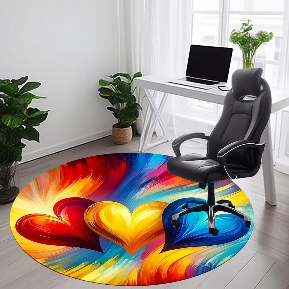 1pc Heart Colors Office Round Area Rug, Indoor Mat Suitable ForOffice, Under Office Chairs Bedroom Living Room Home Decor T216