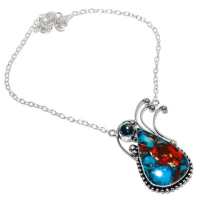 Stridie Spinoasă, Piatră Prețioasă Topaz Albastru Argint Sterling 925 Bijuterii Colier 18"