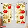Conjunto de 2 cortinas com estampa 2D de maçã e chá, tecido 100% poliéster resistente. (sem vara) Decorações internas para uso em