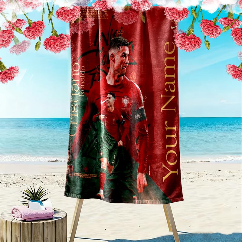 Custom NameFootball Player Beach Towel Soft Microfiber Summer Towel Quick Dry Absorbent Towel for Beach Swimming Pool Travel