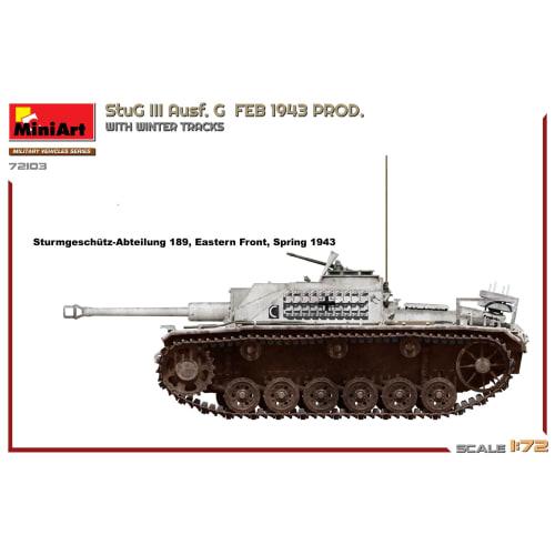 Miniart 1/72 Scale German Sturmgesch?tz III Ausf. G, Manufactured In February 1943 with Winter Tracks, Plastic Model Kit, Model MA72103