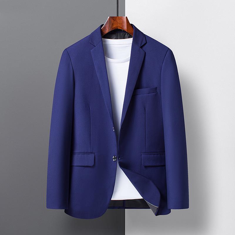 Men's Solid Color Slim Fit Blazer - Korean Style Casual Suit for Autumn & Spring