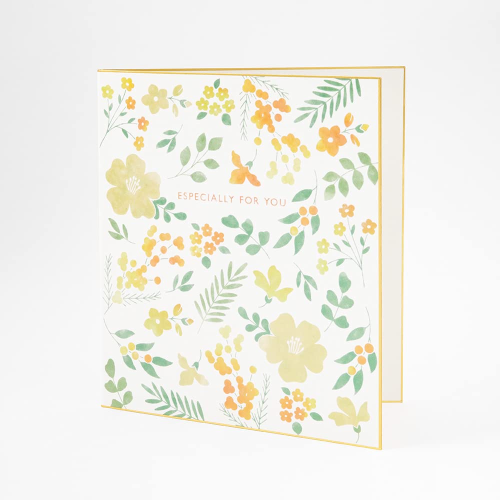 Midori Farbe mit Floral 33260006 Papier, Halbtransparent, Zweifach gefaltet, Aufkleber, Muster, Gelb,
