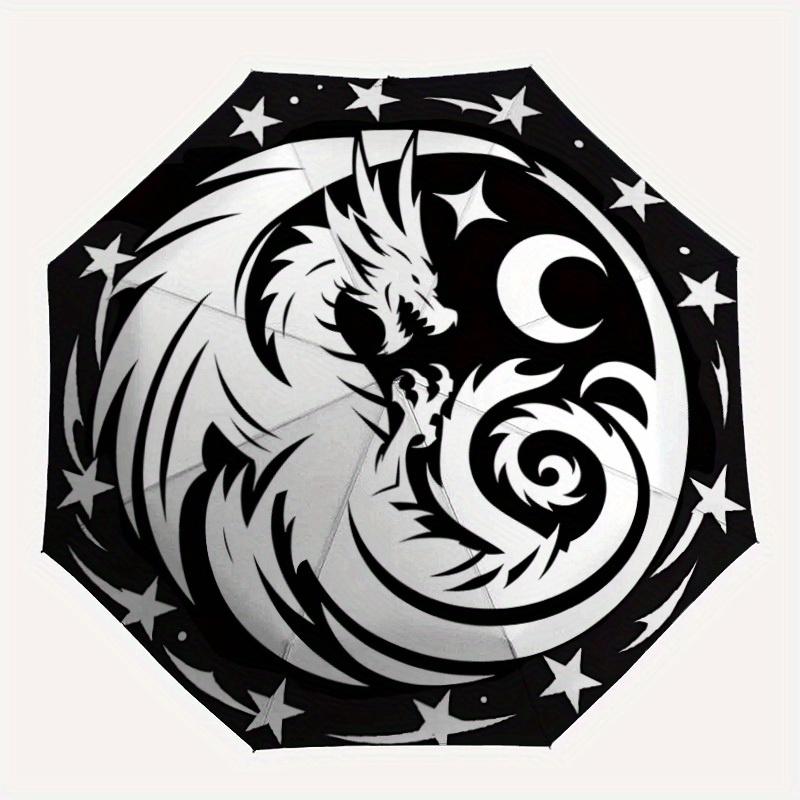 

1pc Dragon Moon Automatic Open/close Umbrella, 8-Rib sturdy structure, Portable Travel Umbrella, Parties, Everyday Use 094