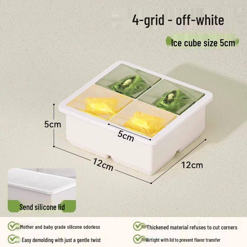 Food-Grade Silicone Jumbo Ice Cube Mold with Lid