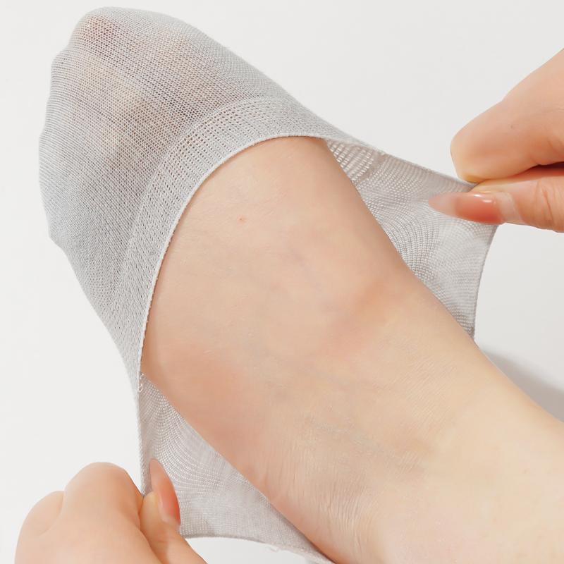 Damen Unsichtbare Bootssocken Sommer Silikon Rutschfest Mode Knöchelsocken Niedrig geschnitten Weiblich Einfarbig Baumwolle Atmungsaktive Socke