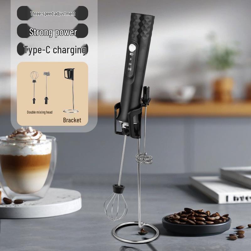 Wiederaufladbarer Elektrischer Milchaufschäumer & Eierrührer - Kabelloser Mixer für Kaffee & Proteinshakes