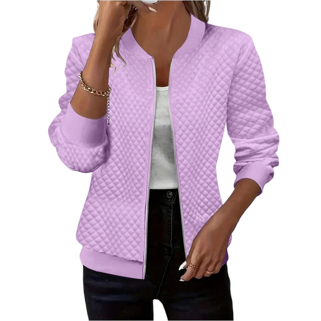Women's Casual And Fashionable -color Long-sleeved Zippered Jacket