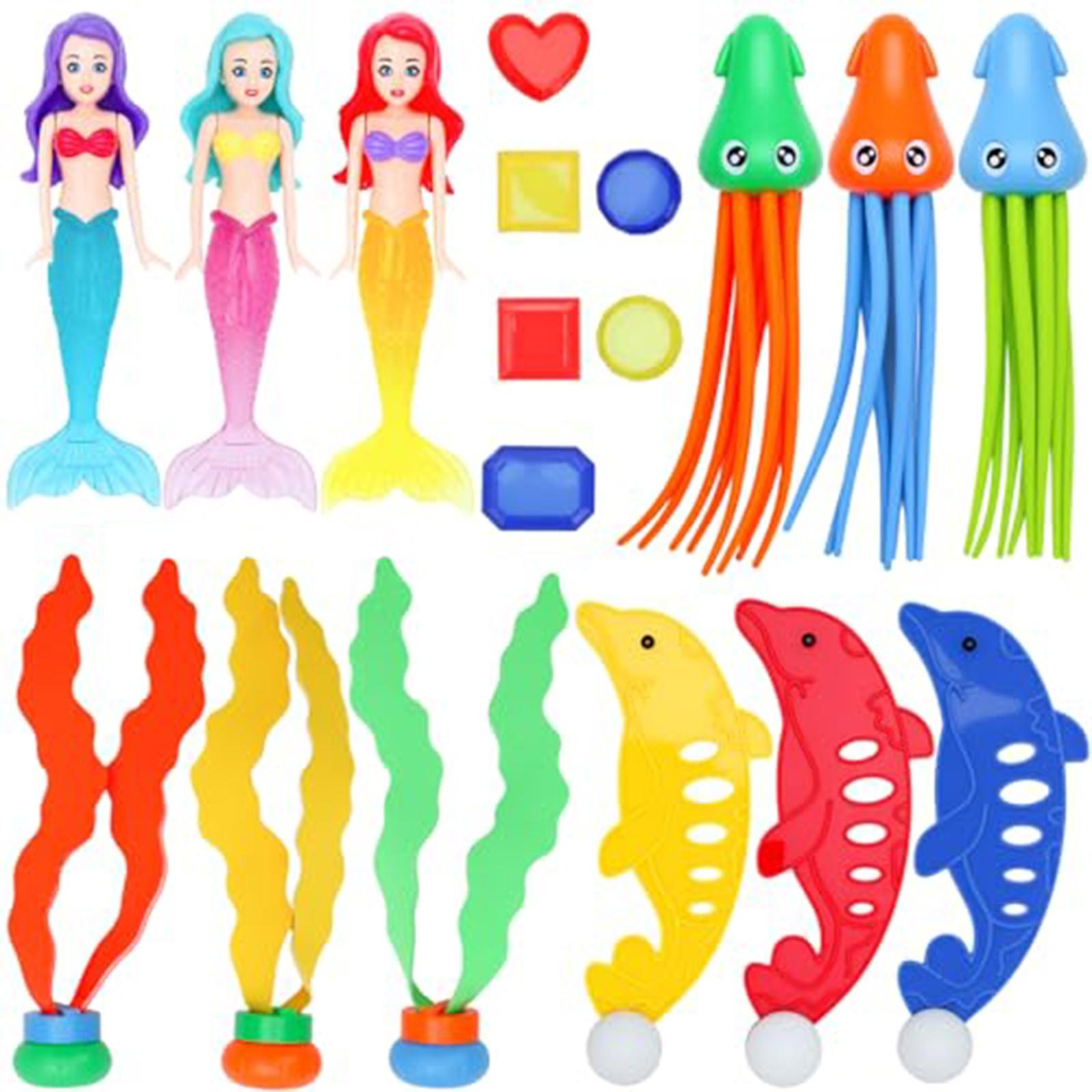 

Underwater Treasure Hunting Toy Set for Kids Includes Mermaid Figures Squid Seaweed and Dolphin Figures for Pool Bath and Beach Play One Size