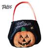Halloween Süßes oder Saures Eimer, 9,8x5,9 Zoll Kürbis Hexe Schwarze Katze Plüsch Tragetasche, Weicher Süßigkeitenkorb mit Griff für Halloween Party Mitgebsel