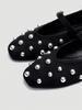Black Mary Jane Flats, Silver Rivet Decor One-Strap Buckle, Retro Elegant Shoes