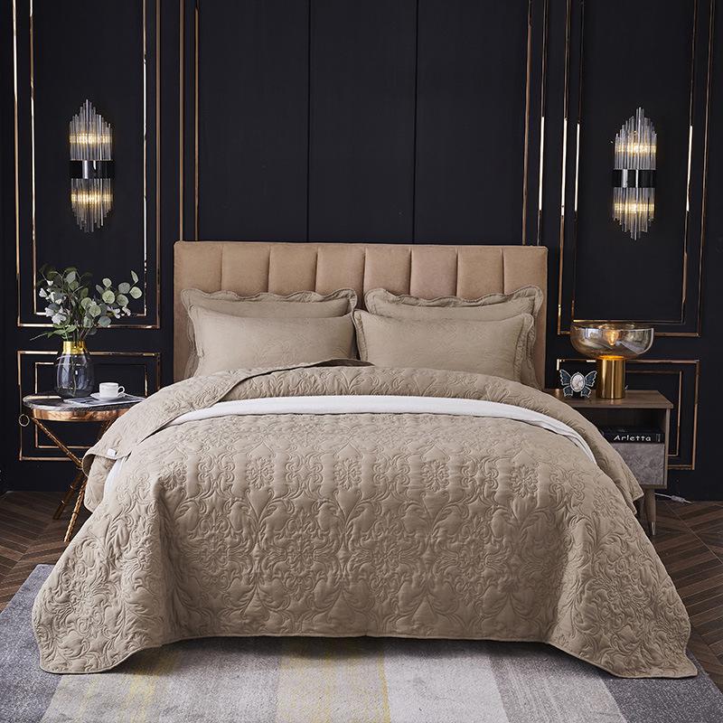 Washable Quilted Cotton Bedspread 3-Piece Set with Cotton-Filled Design