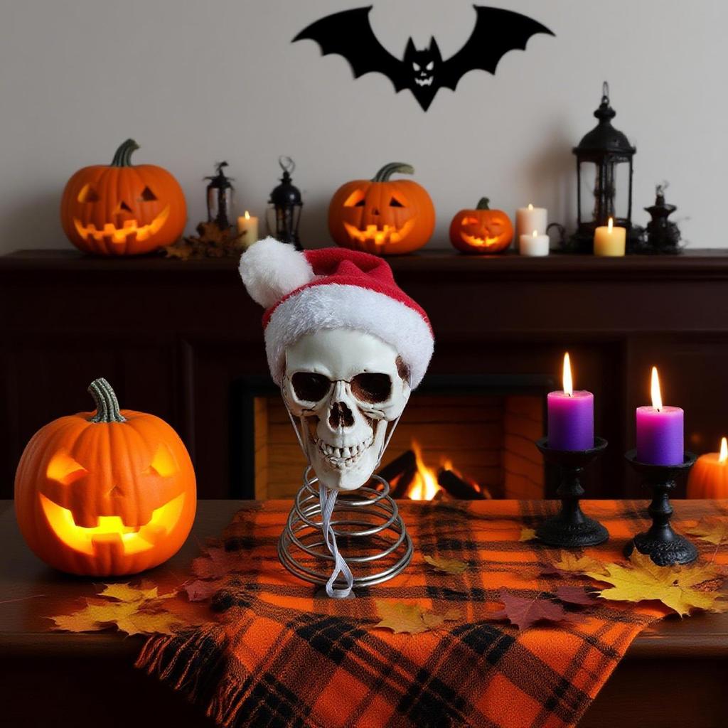 Christmas Tree Topper Halloween Tree Spooky Decorations 5 Inch Skeleton Head Party Props For Halloween Garden Home Lawn Desk