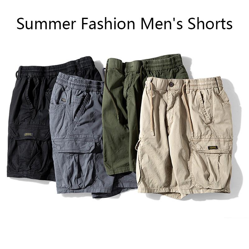 Herren Sommer Einfarbig Outdoor Freizeit Cargo Bequeme Shorts Herren Elastischer Bund Locker Gerades Design Shorts Herren