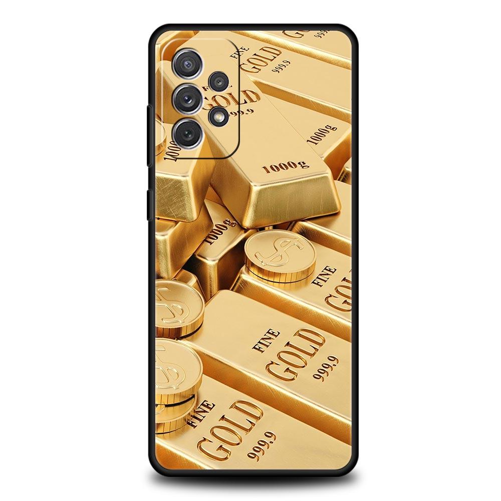 Gold Money Pattern Phone Case for Samsung A51 A71 A21S A17 A11 A15 A25 A41 A23 A33 A53 A73 A07 A03S A05S A13 A35 A55 5G Cover