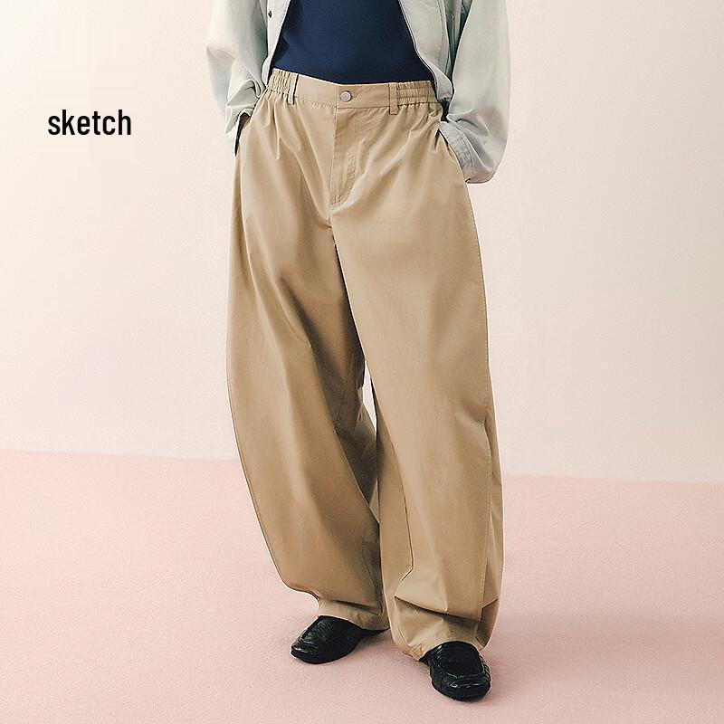 Sketch Men's 2026 Spring Loose Fit Straight-Leg Curved Casual Pants