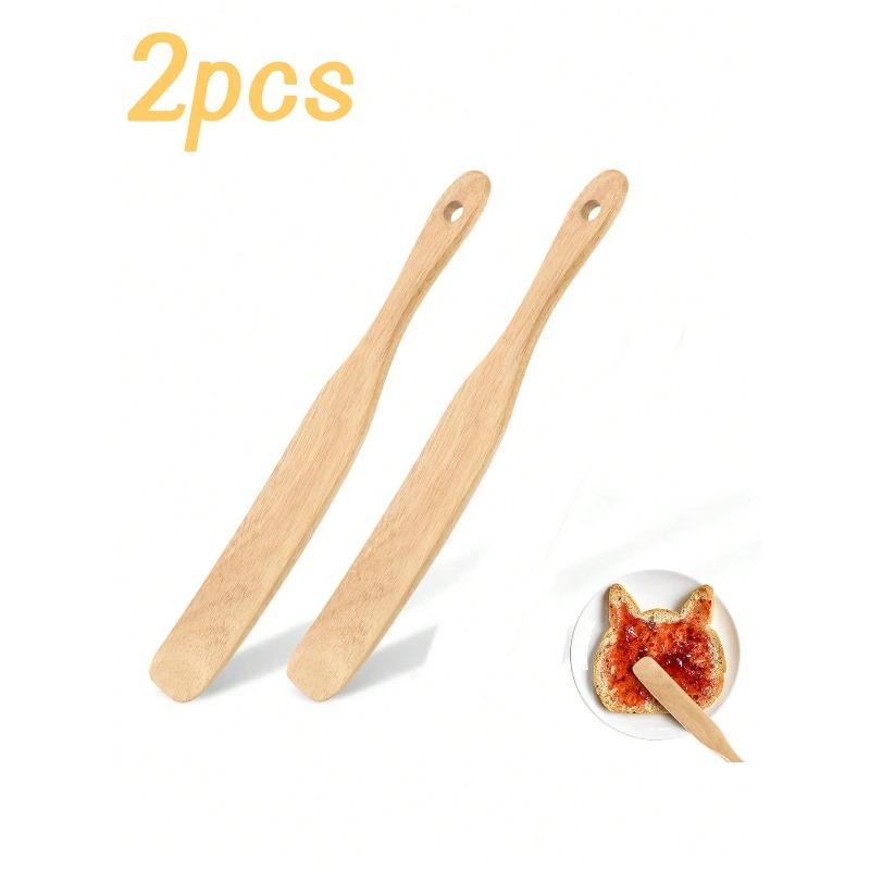 1pc Premium Teak Wood Spurtle - Narrow Design For Sourdough Starter, Mixing, And Reaching Jar Bottoms, Strong, Kitchen Utensil For Nonstick Cookware