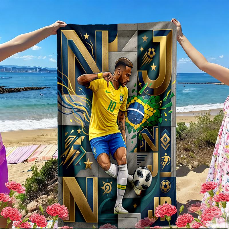 Neymar Jr Print Beach Towel, Versatile Lightweight Absorbent Beach Towel for Pool Surf Yoga Bathroom, Perfect Birthday Holiday Gift