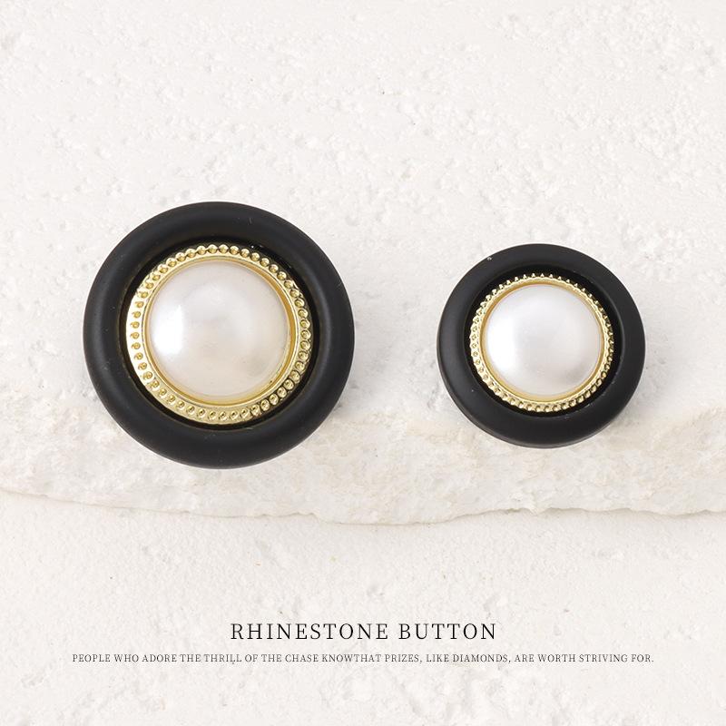 5pcs Xiaoxiangfeng Metal Resin Combination Button Round Pearl Button Woolen Coat Trench Coat Suit Jacket Button