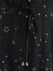 Rosegal Plus Size Star Stamping Lace-up Lace Trim Cold Shoulder Ruffles Top