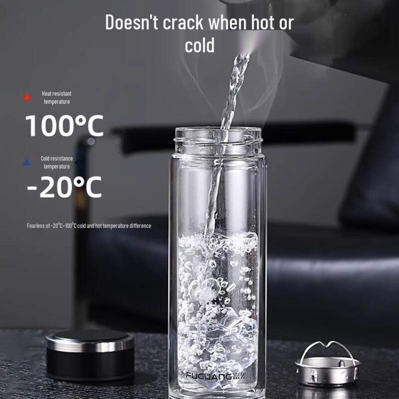 Fuguan Portable Double-Layer Glass Tea Infuser Bottle