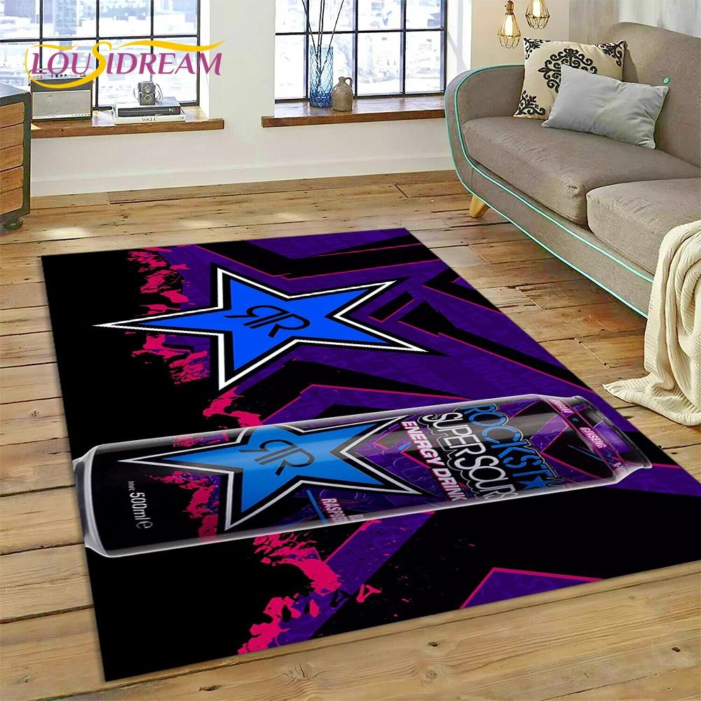 3D Rockstar Energy Logo Sport Carpet Rug for Bedroom Living Room Home Sofa Decoration,Children Game Large Decor Floor Mat Gift