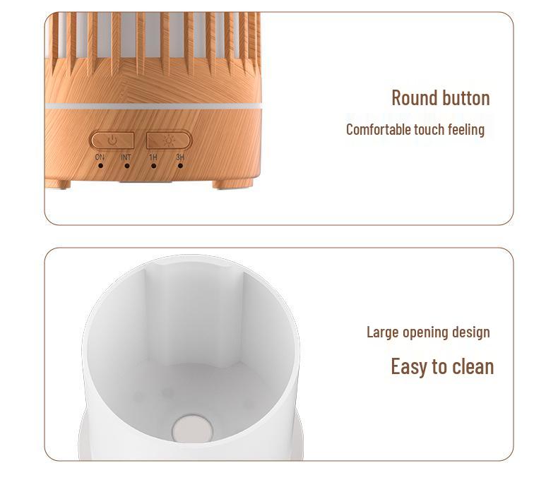 Wood Grain Ultrasonic Aroma Diffuser for Bedroom - Silent Essential Oil Humidifier