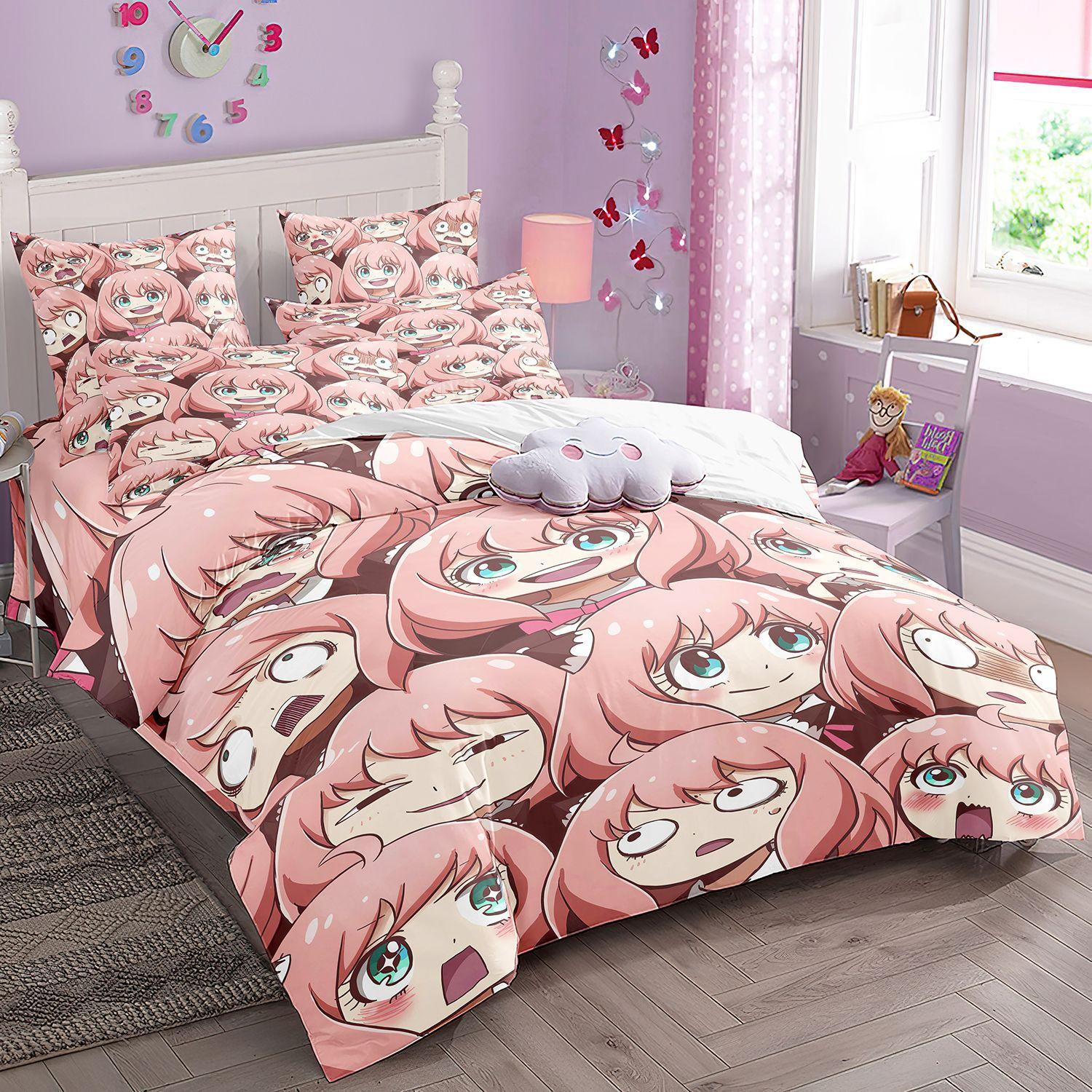 

Comforter Kawaii Loid Forger Anya Anime Spy X Family Bedding Set Girls Boy Kid Set Set Comforter (quilt)-EU Single(135*200cm)3pcs