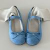 Flat bottom one word with bow Mary Jane shoes  spring new French round head ballet style single shoes