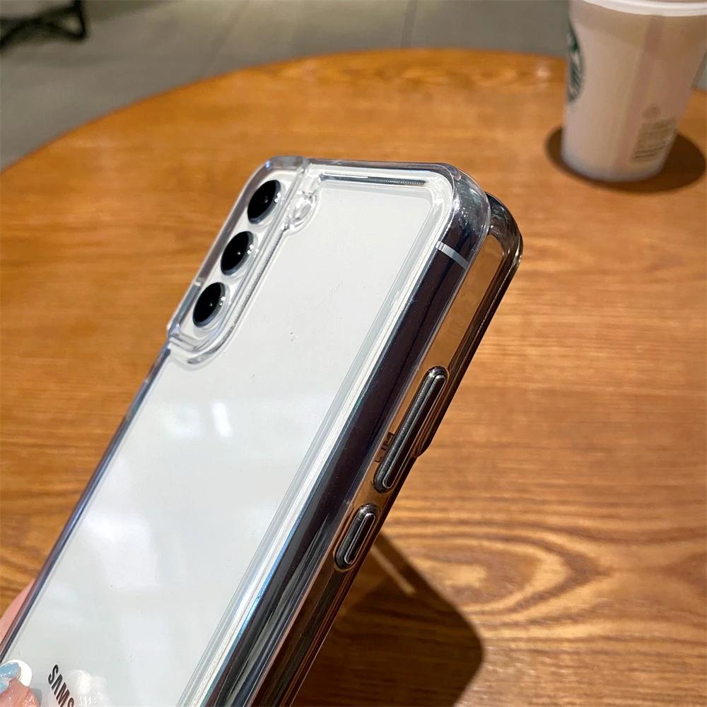 Pro Samsung Galaxy S24 S23 S22 S21FE Plus S25 ULTRA Luxusní Pevný Akrylový Silikonový Ochranný Průhledný Kryt