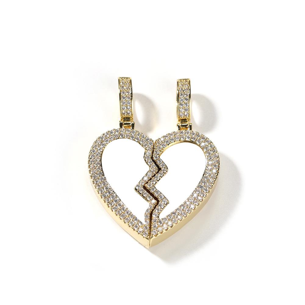 Hip-hop Ancient Cute Magnet Heart Photo Pendant Necklace Fashionable Copper Inlaid Zircon Personalized DIY Photo Pendant