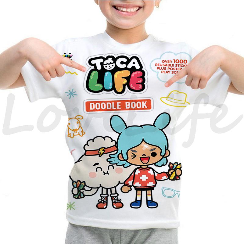 Toca Life World T Shirt Girls Boys Summer Casual Short Sleeve Tshirt Kids Cartoon Toca Boca T-shirt Camisetas Children Clothes