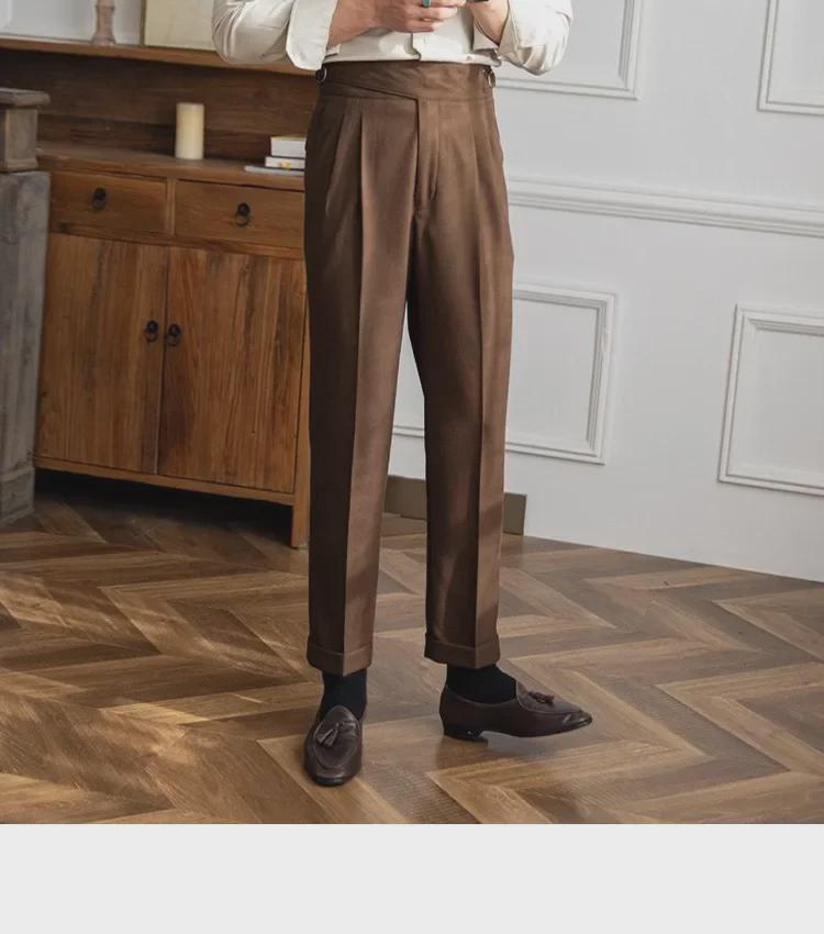 2023 Autumn/Winter Italian Naples High-Waist Straight-Leg Men's Casual Trousers