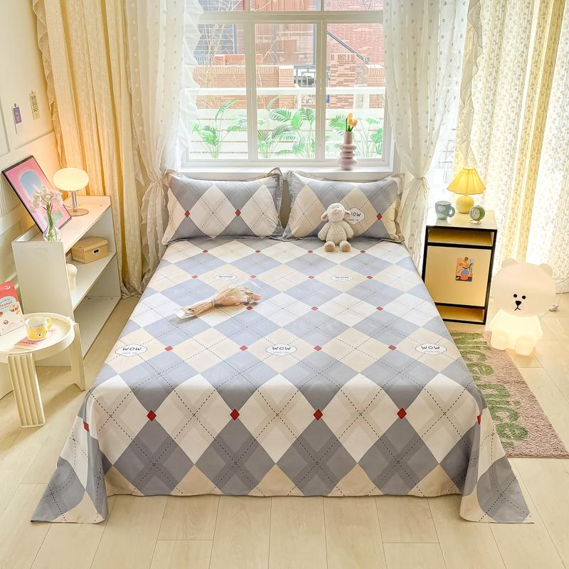 1 Stück Bettlaken aus 100 % Baumwolle im nordischen Stil, bedruckt, Doppel-Top-Kingsize-Bettlaken für Mädchen, Jungen, Kinder, Einzel-, Queen-Size- und Kingsize-Bettwäsche