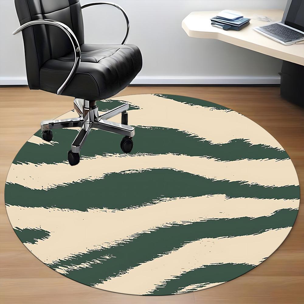 1PCZebra Stripes Office Round Area Rug, Mat Suitable For Office, Under Office Chairs Bedroom Living Room Home Decor, Room Deco