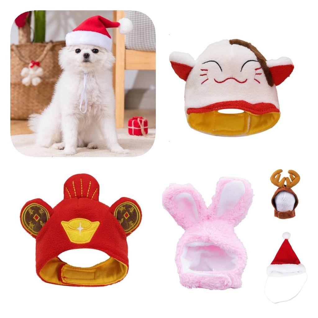 Of The God Wealth Rabbit Elk Cat Santa Hat Pet Headwear Decoration Cute Cartoon