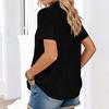 Women's Fashion  Color Standing Collar Short Sleeve Button-Up Shirt T-Shirt Top