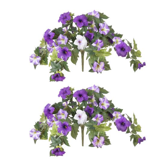 2Pcs Hanging Artificial Morning Glory UV Resistant Realistic Fake Plastic Flower Wedding Party Indoor Outdoor Garden Wall Hanging Faux Bloom