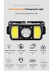 COB Headlamp  LED Work Light High Powerful Sensor Headlight Type-C Rechargeable Torch Waterproof Camping Fishing Search Lantern