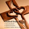 Hand-Carved Intertwined Hearts Wooden Cross, Hanging Hand Carved Marriage Cross