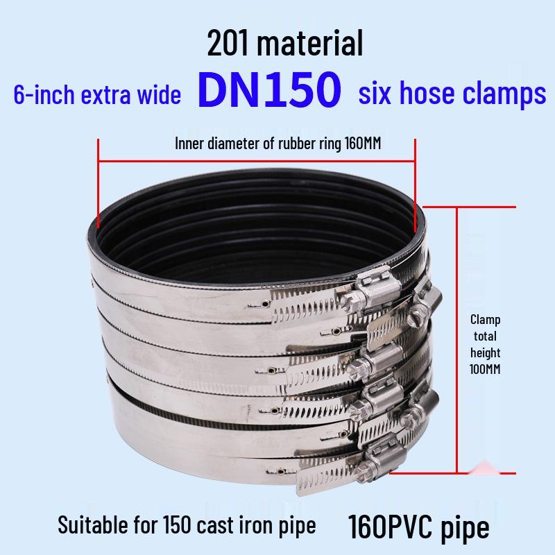 Heavy-Duty Stainless Steel and Cast Iron Flexible Pipe Clamp for Sewer and Drain Pipes