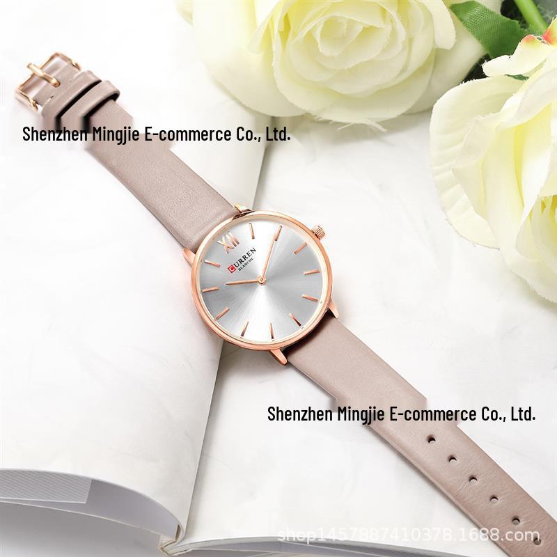 CURREN 9040 Women's Ultra-thin Waterproof Leather Strap Quartz Watch