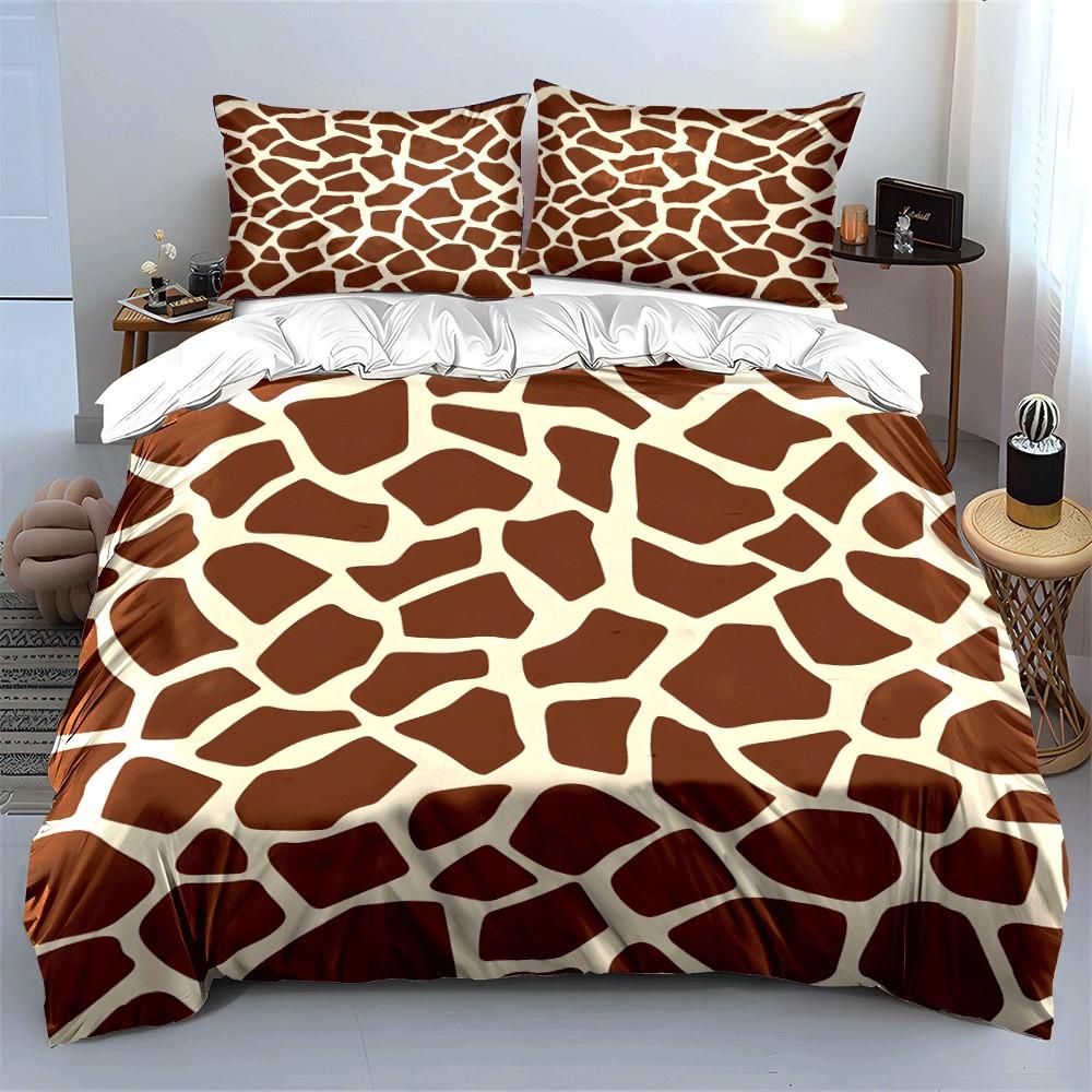 Giraffe Pattern Three-Piece Set Exquisite Three-piece Bedding Set Gift for Kids and Adults