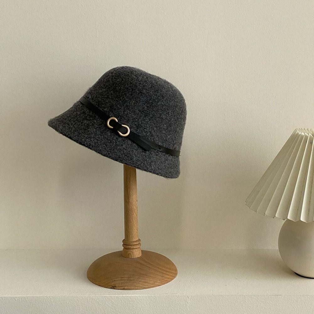 Woolen Wool Fisherman Hat Pure Color Basin Hat Casual Women's Formal hat  Autumn