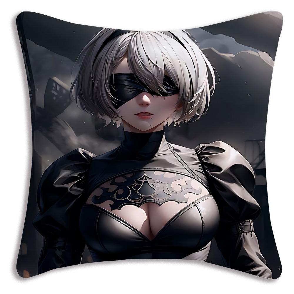 

Adventure game Nier Automatas Pillow Covers Cartoon Sofa Decorative Home Doublesided Printing Short Plush Cute Cushion Cover 66x66cm
