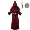 Medieval Monk Robe Hooded Monk Cowl Renaissanc Cape Priest Robe Halloween Cosplay Costume Wizard Fancy Punk Cloak Mask