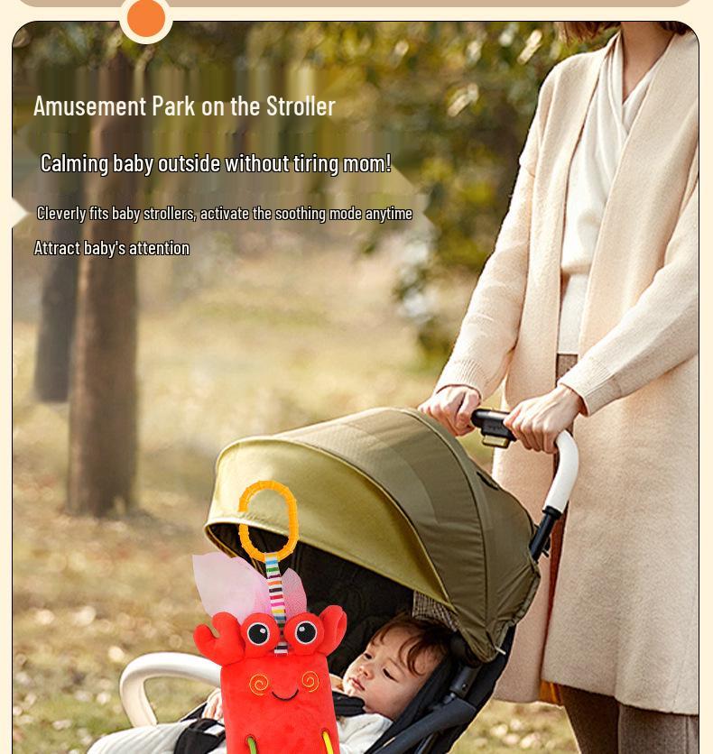 Crab Tissue Box Baby Stroller Pendant & Pull-Along Rattle Toy Safety Seat