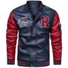 Geacă de baseball pentru bărbați de înaltă calitate, Geacă patchwork colorată brodată imprimată din piele PU, Geacă de motociclist, Geacă de toamnă