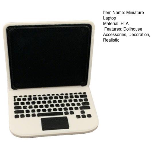 Model Mini Laptop pentru Casuța de Păpuși, Figurină Realistă de Notebook Miniatural, Accesorii de Decor pentru Biroul, Studiu, Sufrageria Casuței de Păpuși