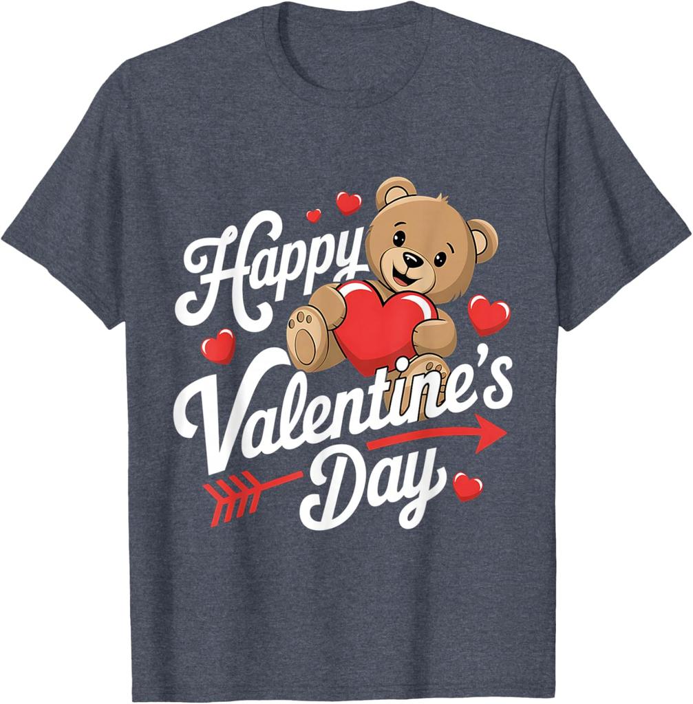2026 New Happy Valentines Day Shirts Valentine TShirt Mens and Womens Pure Cotton TShirt Fashion Casual Couples Clothing